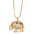 Detailed close-up of golden elephant pendant with micro-set stones and rainbow gems - Rainbow Full Pave Gold Elephant