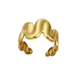 Minimalistischer Ring aus 18K Gold Edelstahl mit unregelmäßigem Wellendesign und offen - Wellenform / Goldwellen-Stil