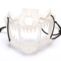 White skeleton half-face mask with realistic teeth and adjustable black strap for cosplay - Plastic / Tiger White