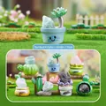 Miniature crystal succulent pot set with Luck and Money charms for home decor - 0258 Green Sprout Planting Series Set of 6 / Full Box Set