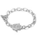 Elegante bracciale mano di Fatima in acciaio inossidabile dorato con chiusura a ginocchiera - Colore Acciaio (KB149744-Z)