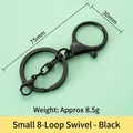 Black metal lobster clasp key ring with rotating figure-8 connector for DIY crafts - Small 8-Rotation Style / Black