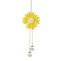 Cute yellow daisy car charm with golden chains and sparkling glitter glass balls - Yellow