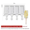 White 4-cavity silicone popsicle mold with wave texture design and wooden sticks - No Lid / White