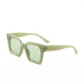 Square oversized sunglasses in olive green finish with transparent lenses for a retro look - Muted Green
