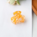 Exquisite 3cm orange marble pattern acrylic hair claw clip for elegant half-up hairstyles - Iridescent Yellow