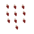 Macro view of 10 red metal strawberry pendants with small loops for DIY jewelry - 5# Strawberry Style