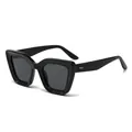 Klassische quadratische Sonnenbrille mit dickem Rahmen in Glanzschwarz und UV400 Schutz - Schwarzer Rahmen Schwarz Graue Gläser