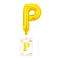 Goldener Folienballon Buchstabe P mit Einzelverpackung und Trinkhalm für die Partydeko - Buchstabe P / Gold