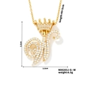 Gold plated letter H crown pendant necklace with cubic zirconia pavé setting for unisex wear - W Style (N00203J-G--W)