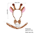 Set cerchietto con giraffa in peluche con papillon e coda per feste di carnevale bimbi - Set Girafe Cachi 3 Pezzi