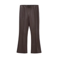 Chic dark brown faux leather high waist flared trousers with a stylish polished finish - XS / Coffee
