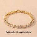 Elegant gold-plated tennis bracelet with square-cut cubic zirconia and snap clasp 16.7cm - Square Zirconia Bracelet