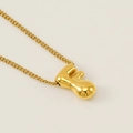 Golden bubble letter F pendant necklace with titanium steel Cuban chain for women - Letter F