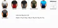 Size chart for men's gradient short sleeve t-shirt with detailed measurements and weights - Support Logo Customization