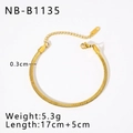 Detail of gold snake chain bracelet featuring lobster clasp and adjustable extension link - Gold