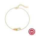 Bracelet élégant en argent sterling S925 doré avec anneaux géométriques en zircon - Argent 925 / Or - Bracelet