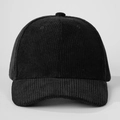 Klassische schwarze Cord-Baseballkappe mit strukturierter Sechs-Panel-Form und weichem Top - Schwarz