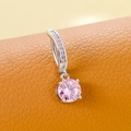 Pink round zircon belly button ring with silver finish and sparkling pavé setting - 8.0 Round Stud (Silver Pink)