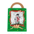 Christmas water lantern in green gift bag shape with snowman and swirling glitter decor - Small Gift Bag / Green - Snowman Calling