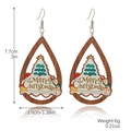 Teardrop wooden Christmas earrings with snowman and tree motifs, 7.7cm long - Drop Letter (E2310-3)