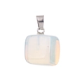 Irregular opal gemstone cube pendant with silver metal clasp for DIY jewelry making - Opalite