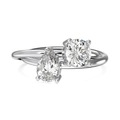 Elegant S925 sterling silver ring featuring pear and round cut cubic zirconia stones - Platinum White Zirconia (DY121032-S-W-WH)