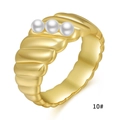 Elegant 18K gold plated croissant ring featuring three white pearls in size 10 - US 7 / Pearl Croissant Style