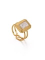 Detailed close-up of double-band adjustable gold ring with light purple enamel inlay - Light Purple Rectangle (ZJ242)