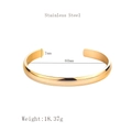 7mm wide gold C-shaped stainless steel open cuff bracelet with dimensions and weight info - Female Style / Gold