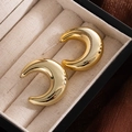 Polished gold crescent stud earrings with a smooth metallic finish for a minimalist look - Gold Thick C-Shape