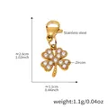 Goldener Kleeblatt-Anhänger aus Edelstahl mit Zirkonia für Armbänder geeignet - Goldener Blumen-Zirkonia-Anhänger