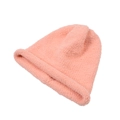 Detailed view of soft lotus pink plush knit beanie for toddlers with warm fuzzy texture - 3-9 Years / Dusty Pink