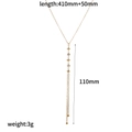 Gedetailleerde maattabel voor gouden Y-vormige ketting met afmetingen en gewicht - Gouden Vierpuntige Ster Y Ketting (TN3686)