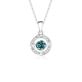 S925 sterling silver heart necklace featuring a vibrant teal moissanite stone - 925 Silver / White Gold Color Blue Green Moissanite