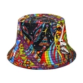 Psychadelic mushroom face pattern fisherman hat for summer beach travel sun protection - M (56-58cm) / Psychedelic Face Pattern