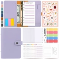 Purple A6 Macaron PU leather binder set with 12 zipper pockets and budget sheets - Budget Binder Set / Taro Purple
