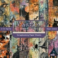 Castle themed 6x6 inch scrapbooking paper pad with 24 sheets of vintage Halloween designs - R2458 24 Images