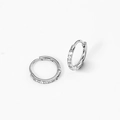 Polished stainless steel hoop earrings with sparkling zircon inlay in silver finish - 1.2*6mm Steel (Pair)