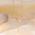 [8066] Collier À Pompon Et Nœud En Or