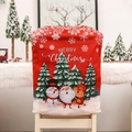 Coprisedie natalizi rossi con graziose stampe di Babbo Natale, pupazzo di neve e renna - Stile Tre Bambole (H-YT43)