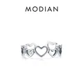 Vintage s925 sterling silver ring with hollow irregular heart patterns for women - Adjustable Open (US 7) / 925 Sterling Silver