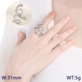 Anillo de serpiente plateado con diamantes de imitación, ancho de 31mm y peso de 5g - US 6 / Color Acero