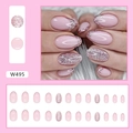 Detail set of French gradient pink glitter press-on nails with 24 pieces in various sizes - W495 Sparkle French