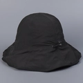 Detail of black sun hat featuring adjustable elastic drawstring and plastic toggle buckle - M (56-58cm) / Black