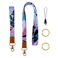 Hals- und Handgelenkband-Set mit lila-blauem Geometriemuster und Goldbeschlägen - Rosa Geometrisches Patchwork