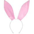 Pink and white satin bunny ears headband set for Halloween and Easter cosplay costumes - Pink Headband