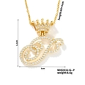 Exquisite gold crown letter P pendant necklace inlaid with sparkling zircon stones - P Style (N00203J-G--P)