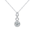 Elegant 2-carat zircon pendant necklace with triple-tier design in polished silver finish - Xl-19 [with Chain]