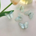 Fünf lichtdurchlässige grüne Schmetterlings-Haarspangen mit glänzendem Finish - Irisierendes Durchscheinendes Grün (5er Set)